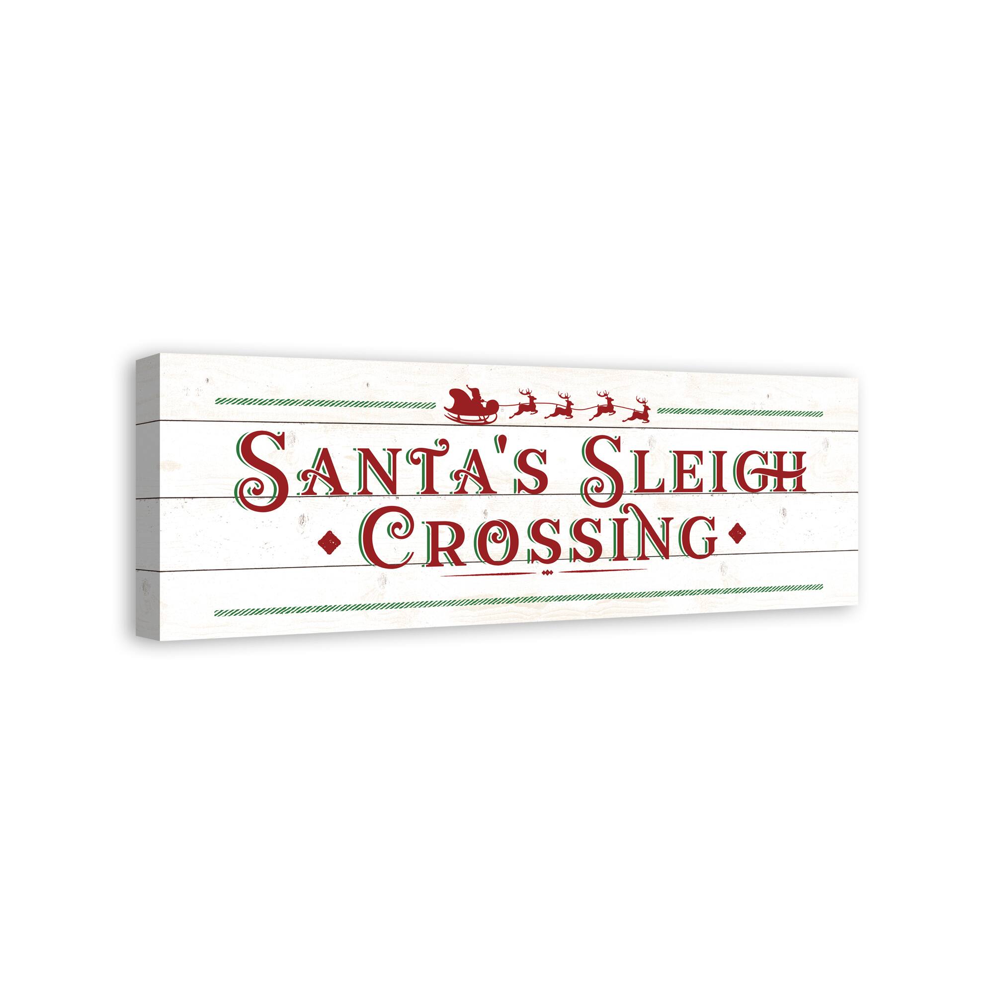 Santas Sleigh Crossing Wood 36x12 Canvas Wall Art